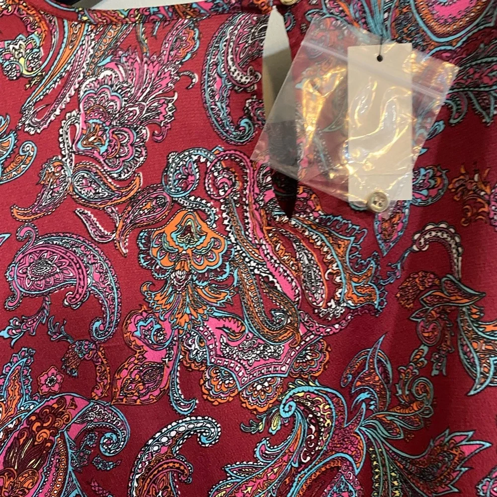 Talbots Red Paisley Ruffle Blouse - Picture 10 of 14
